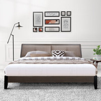 LANDBOND 联邦 DS6618-A 布艺双人床 (科技灰、实木、150cm*200cm、橡胶木、现代简约)