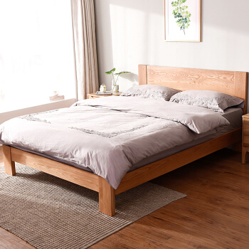 JIAYI 家逸 双人床 RF-BX046 (白橡木、180cm*200cm)