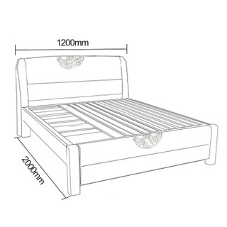 欧宝美实木床新中式卧室床婚床单人床双人床橡木床1.2米高箱款胡桃色