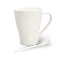 艾芳贝儿(AlfunBel)骨质瓷纯白咖啡杯碟 咖啡杯具 杯碟套装 礼品 商务招待 贝丽斯单杯(400ML)FKB-11-1