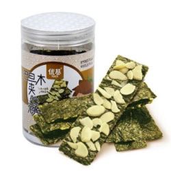 优基 休闲零食坚果炒货巴旦木夹心海苔脆40g/罐 *15件