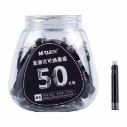 M&G 晨光 AIC47623 黑色直液式可换钢笔墨囊 50支装