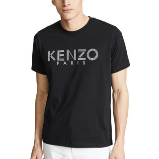 KENZO 高田贤三 5TS092 2019年新款T恤棉质字母印花时尚男士短袖t恤衫 (黑色、XS)