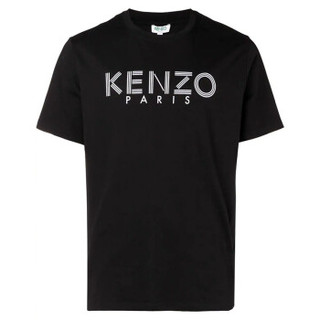 KENZO 高田贤三 5TS092 2019年新款T恤棉质字母印花时尚男士短袖t恤衫 (黑色、XS)