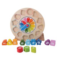 Hape积木时钟3-6岁木钟模型木质儿童宝宝益智早教智力拆装玩具早教益智游戏E8043*2件（折合46.5元/件） *2件