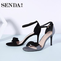 Senda/森达夏季专柜同款一字带优雅女士细高跟女凉鞋4CQ01BL8
