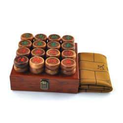 花梨木红木象棋套装+皮革象棋盘 5.8配商务木盒