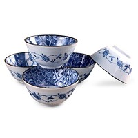MinoYaki 美浓烧 陶瓷碗 4.5英寸和风款 5件礼盒装
