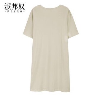 派邦奴睡衣女夏新款棉质休闲短袖睡裙 可外穿家居服韩版中裙