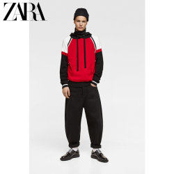 ZARA 新款 男装 色块拼接连帽针织衫毛衣 00458406600