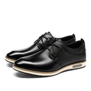老人头(LAORENTOU) 男鞋牛皮系带舒适皮鞋简约商务休闲鞋