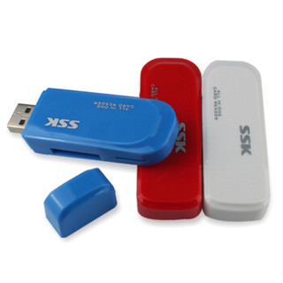 飚王（SSK）SCRM060 灵动多功能合一读卡器 支持TF/SD/MS手机卡相机卡 红色