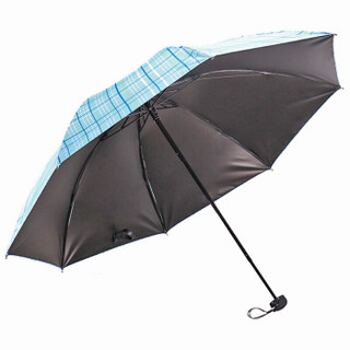 天堂伞 晴雨伞三折黑胶防晒防紫外线太阳伞遮阳伞 格子33346E蓝色