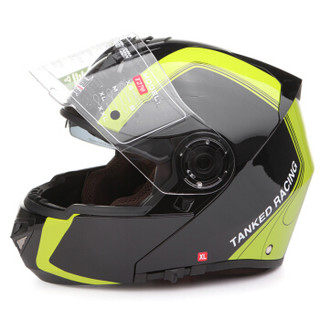 坦克（Tanked Racing）摩托车头盔赛车头盔揭面盔双镜片 T270四季通用 XL码 黑色 齿轮