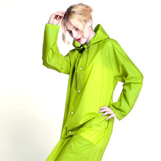 加加林 户外时尚EVA半透明磨砂感成人雨衣雨披 男女士长款带帽 JH01 绿色M