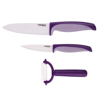 美瓷（MYCERA）企鹅柄陶瓷刀套装 厨房家用宝宝辅食物刀 西瓜刀 刮刨(紫色)TQQ04V