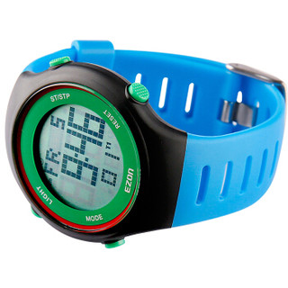 宜准(EZON)手表户外运动超薄手表学生电子计步防水功能男表黑色L008蓝
