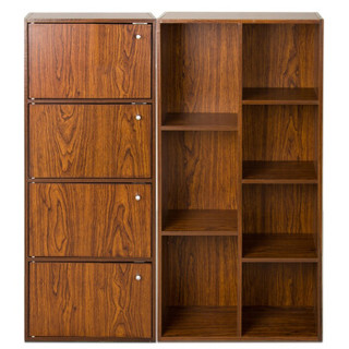 慧乐家 鲁比克七格柜书柜组合套装 书柜 储物柜 置物架 深红樱桃木色 FNAL-11195