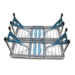 KINGRUNNING 鲸伦 折叠桌XQ-1622  蓝色  铝合金连体折叠桌椅套装 便携桌椅 户外野餐便携式