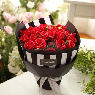 I’M HUA HUA21朵红色香皂玫瑰花束礼盒鲜花速递520情人节鲜花礼物生日礼物纪念日礼物送女生女友老婆