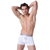SEPTWOLVES 七匹狼 男士内裤男平角裤棉质高弹康纶纤维抗菌透气裤头男式 白色 四角裤 3条礼盒装 95048 XXXL