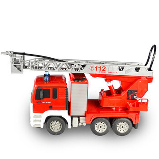 双鹰（DOUBLE E）消防遥控车喷水消防车充电大号旋转云梯救火工程车儿童电动玩具车 E567-001
