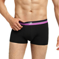 UM25 男士内裤U莫时尚50S莫代尔宽腰边中腰平角裤 骑士黑 185/XL UM23AF1 (黑色、185/XL、平角裤、莫代尔)