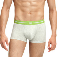 UM25 男士内裤U棉时尚80S棉氨纶宽腰边中腰平角裤 理石灰 185/XL UM23AE1 (灰色、185/XL、平角裤、棉质)