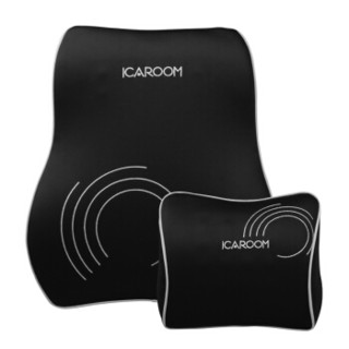 爱车屋（ICAROOM）汽车头枕腰靠套装 记忆棉车用护颈枕 车用护腰靠背垫靠枕 I16-867A
