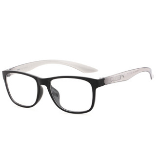 PUMA 彪马 中性款黑色亮面镜框灰色亮面镜腿光学眼镜架眼镜框 PU0035OA-001 53mm
