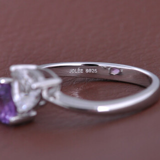 羽兰JOLEE 戒指 均码天然水晶可调节爱心S925银指环简约韩版新款首饰品送女友生日礼物
