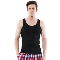 TINSINO 纤丝鸟 男士纯棉罗纹背心吸汗透气打底背心2条装 15083 黑色 XXL (黑色、XXL、棉)