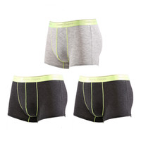 COSMOESQUIRE 都市锋尚 男士内裤3条装无痕舒适平角内裤 4K5401 黑/黑/灰 XXL (黑色、XXL、平角裤、粘纤、氨纶)