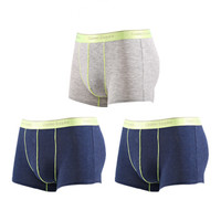 COSMOESQUIRE 都市锋尚 男士内裤3条装无痕舒适平角内裤 4K5401 蓝/蓝/灰 L (蓝色、L、平角裤、粘纤、氨纶)