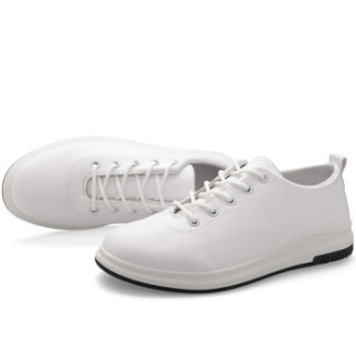 普若森 休闲鞋男时尚系带小白鞋男士运动跑步鞋610 白色 44码