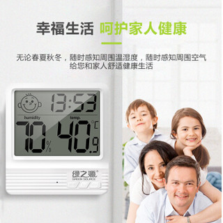绿之源 电子温湿度计 浴室湿度计家用温度计室内办公干湿度计婴儿房（笑脸款）