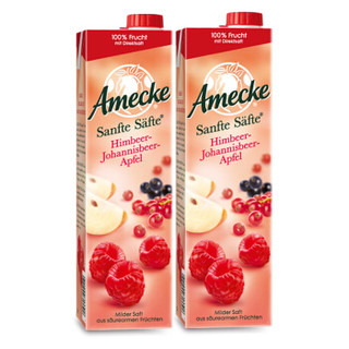 爱美可（Amecke）进口果汁德国原装鲜榨果汁树莓红醋栗苹果混合果汁1L*2瓶装果汁饮料（新老包装交替发货）