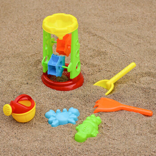 爸爸妈妈（babamama）沙滩玩具 宝宝沙漏户外 洗澡玩具水桶铲子水壶可浇花模具6件套装 B3007