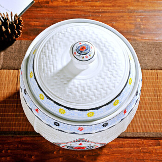 乐享 景德镇陶瓷米缸米桶厨房家用多功能带盖储物缸防潮防虫 五谷丰登 20斤