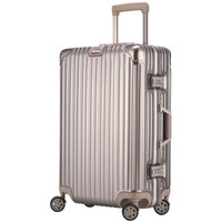 SWISSALPS 拉杆箱20英寸全铝合金旅行箱TSA密码锁万向轮登机箱 香槟金SA-165001