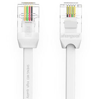 胜为（shengwei）电话线4芯多股扁平6P4C 3米白色 成品带水晶头RJ11座机连接线 TC-1030B
