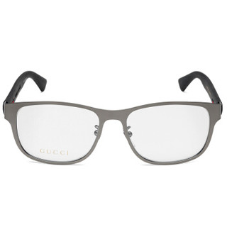 GUCCI 古驰 eyewear 近视眼镜男 金属眼镜框防滑橡胶镜腿 经典方框光学镜架 GG0013O-002 枪色金属镜框 55mm