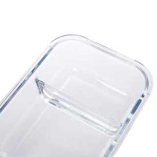 克芮思托 耐热玻璃保鲜盒NC-5205长方形分隔饭盒密封便当盒微波炉碗密封罐1040ml微波炉适用