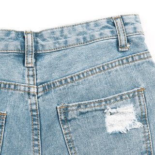 南极人（nanjiren）牛仔短裤女休闲时尚破洞热裤蓝色L