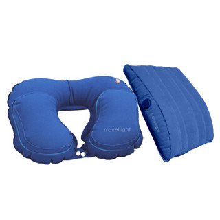 EPC travellight 充气旅行套装 充气腰靠 护腰垫 充气U型枕  户外便携 多功能枕头 飞机旅行枕 旅游用品 蓝色