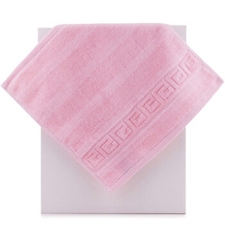 三利 精梳纯棉 A类 婴儿可用 吉祥缎档 割绒方巾面巾浴巾三件套 礼盒装 粉红色