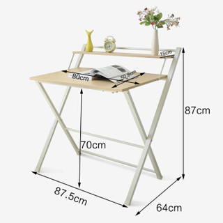 家逸  简易折叠电脑桌 钢木电脑桌 简约办公桌书桌写字台  橡木色