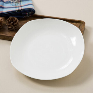 SKYTOP斯凯绨 餐具套装碗盘碟陶瓷骨瓷纯白方形22头