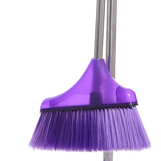品居源 扫把簸箕套装不锈钢扫地扫帚软毛笤帚 紫色 G01425
