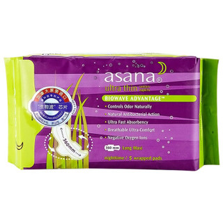 阿莎娜(Asana)超薄棉面360加强型夜用卫生巾5片